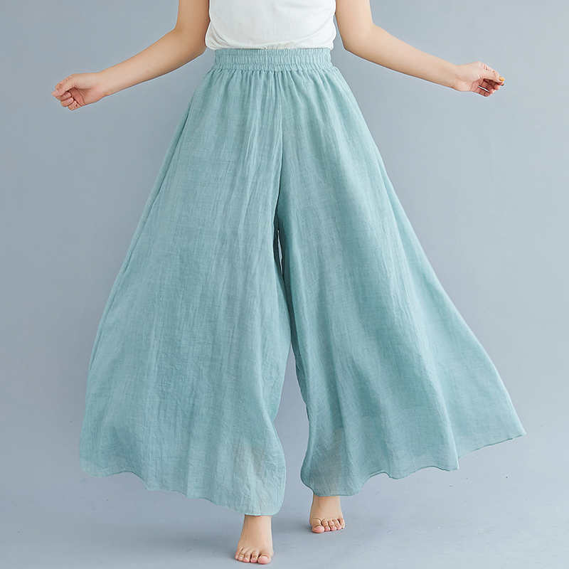 Elegant A-line Elastic Waist Big Trousers Wide Leg Culottes Trendy