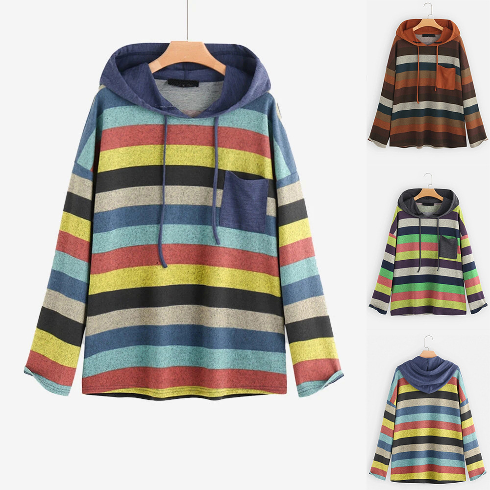 Title 7, Long sleeve striped plus size sweatshirt