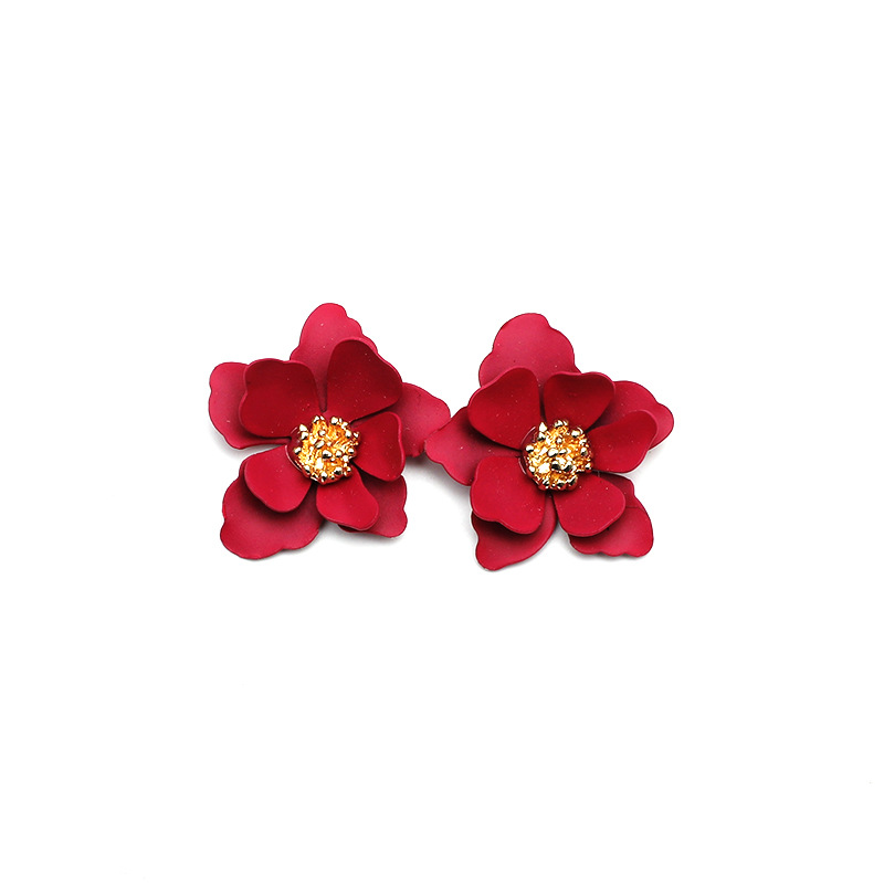Women's Personality Creative Multi-layer Petal Flower Stud Earrings