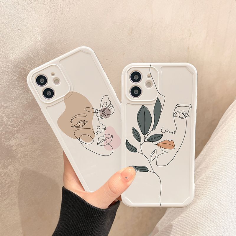 Compatible with Apple , Simple Line Face Phone Protective Cover Light - Image 2