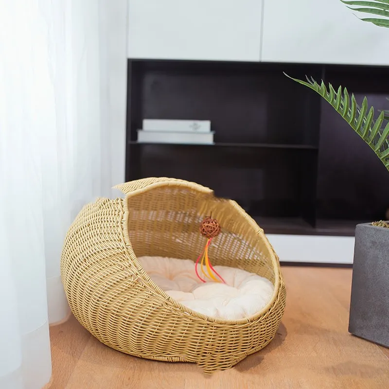 Hand-woven Cat And Pet Nest - Apricot