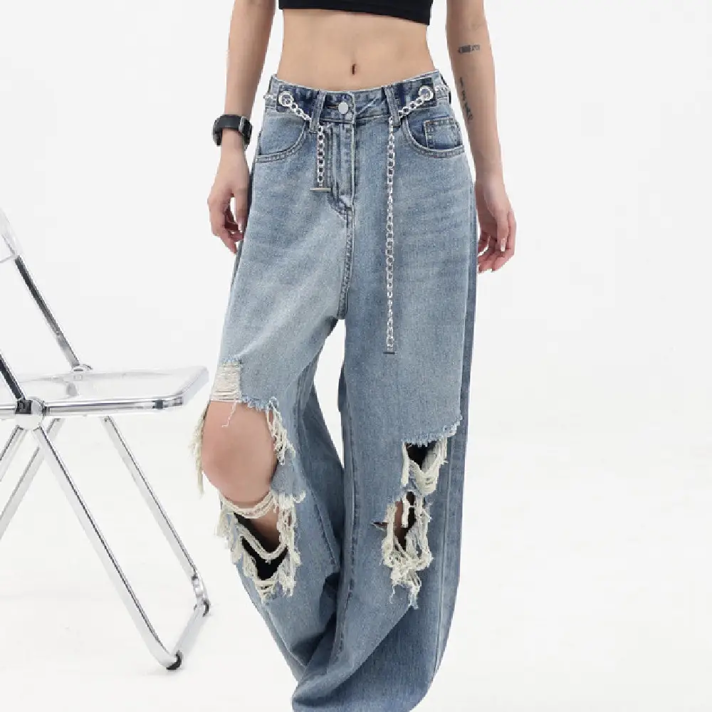 Women's Summer Thin Ripped High Street Jeans