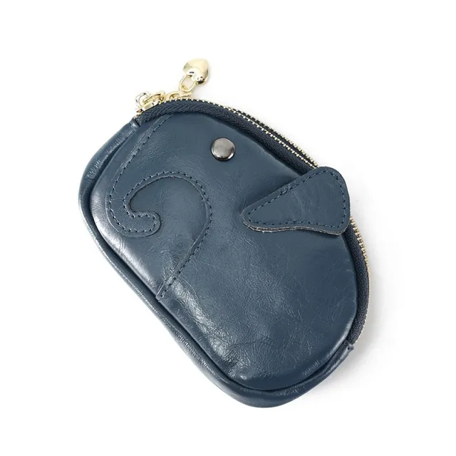 Wallet With Keychain Genuine Leather Multifunctional Coin Card Holder Blue - Shop at LoveMi