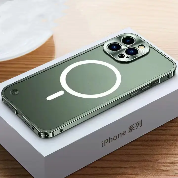 Mobile Phone Case Magnetic Metal Frame Frosted