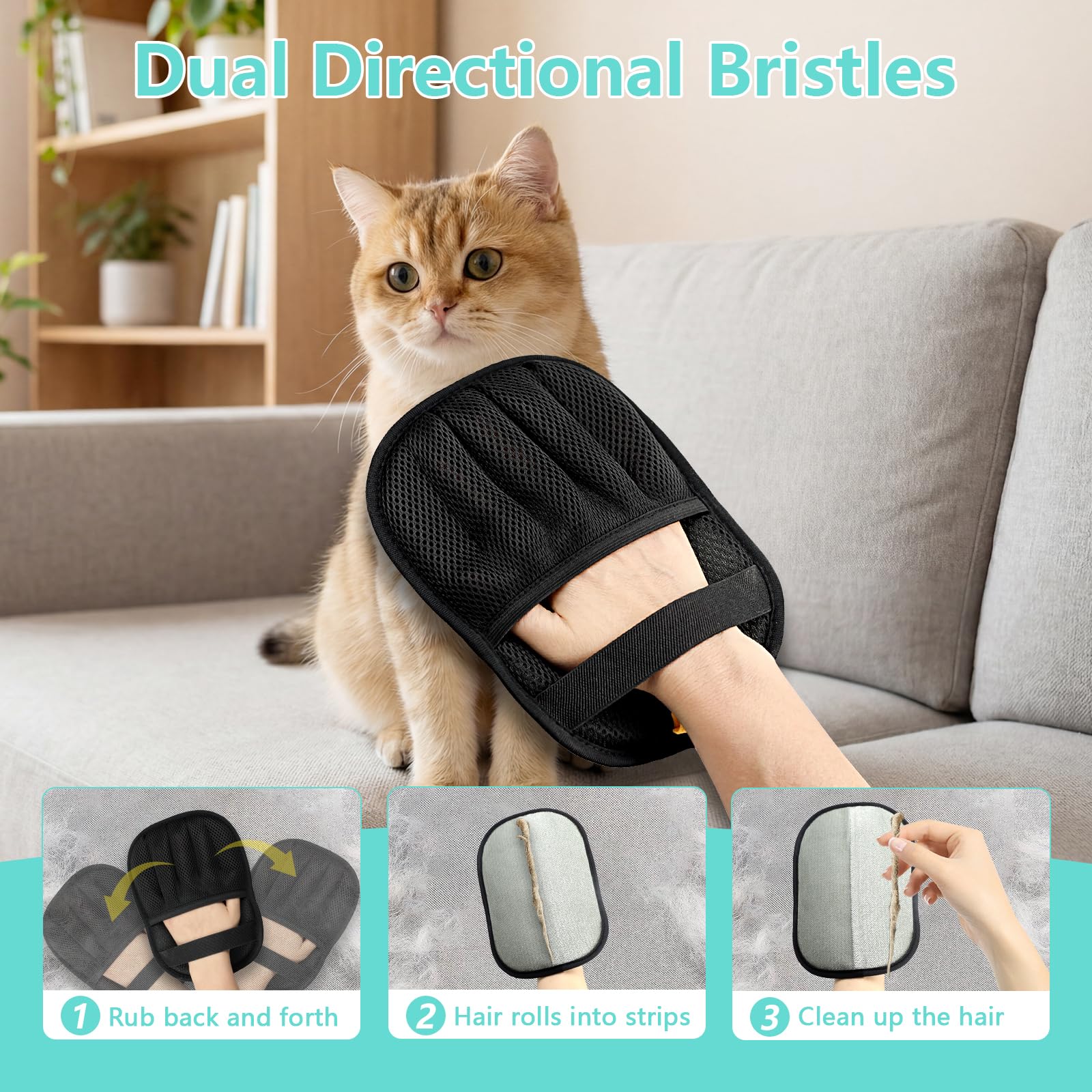 1 unidad. Nuevo guante mejorado para eliminar el pelo de perros y gatos; guante mágico electrostático reutilizable; herramienta lavable para eliminar el pelo de mascotas de la ropa, el sofá, las alfombras y el interior del coche