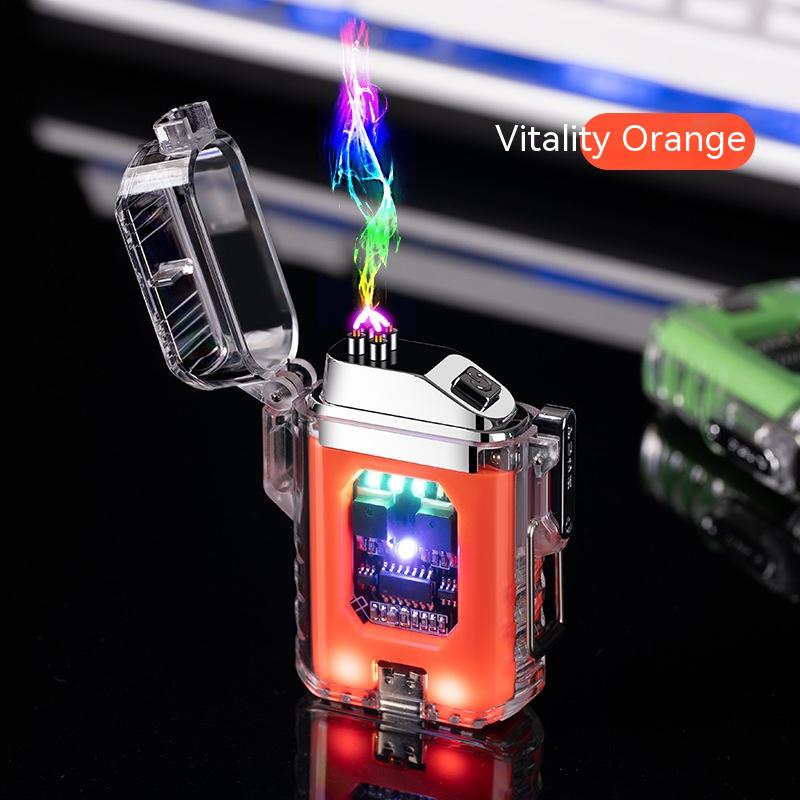 Transparent Case Waterproof Windproof Outdoor Double Electric Lighter - Image 4