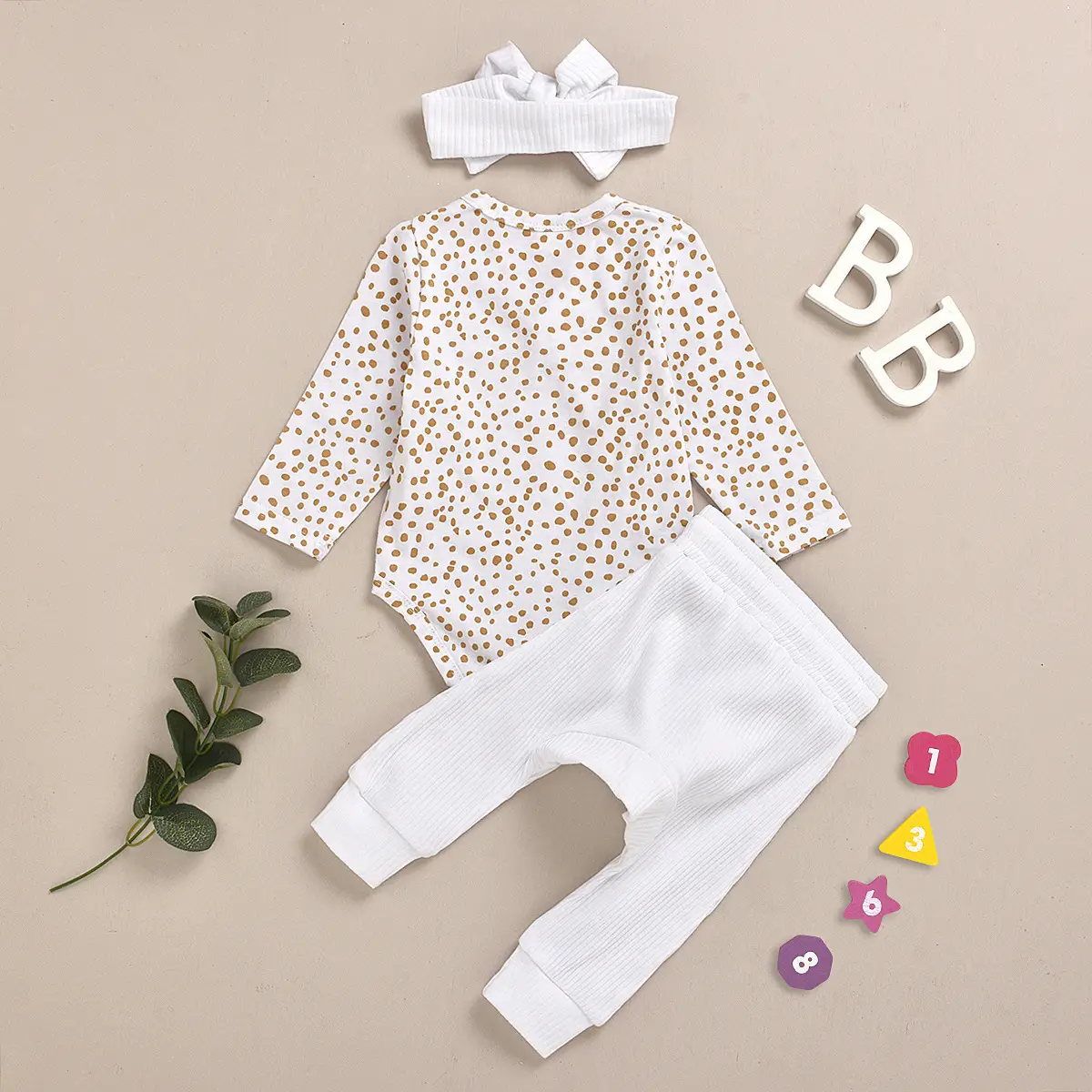 Infant And Toddler Long-sleeved Cotton Pit Strip Three Pieces Set