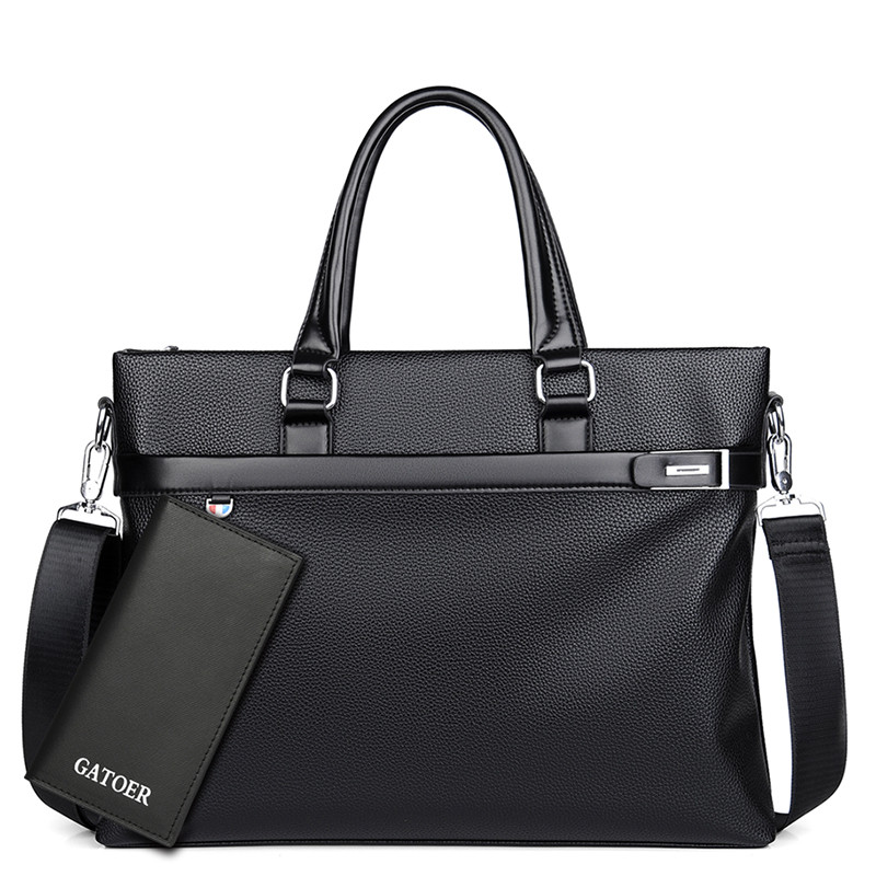 Large Capacity Business Handbag Men's Soft Leather Briefcase — foto 16