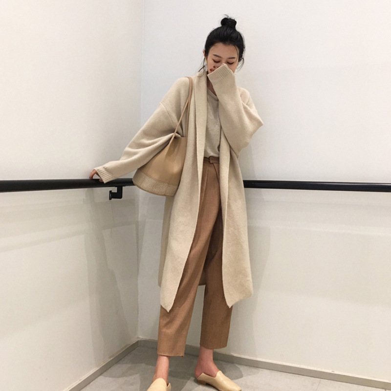 Mid Length Loose And Lazy Style Big Sweater Coat