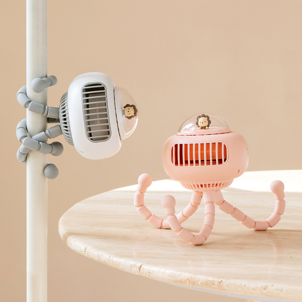 Jellyfish Octopus Fan, 3600mAh Rechargeable With Head Shaking