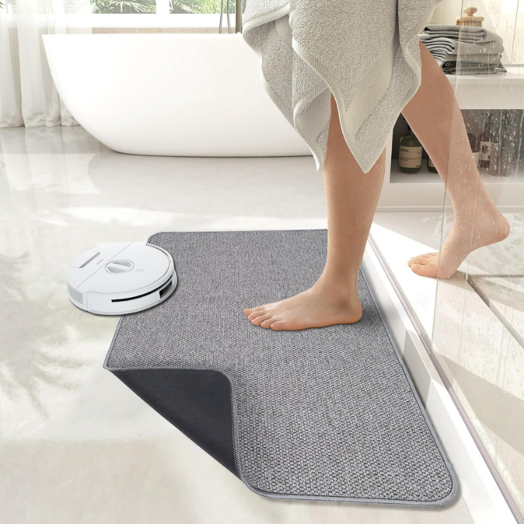 Bath Mat,Ultra Thin Bathroom Rugs,Rubber Bath Mats For Bathroom,No Slip Bath Rugs,Quick Dry,Machine Washable,Low Pile,Absorbent,Shower Outside,Sink,Home Decor Accessories.Grey, — foto 5