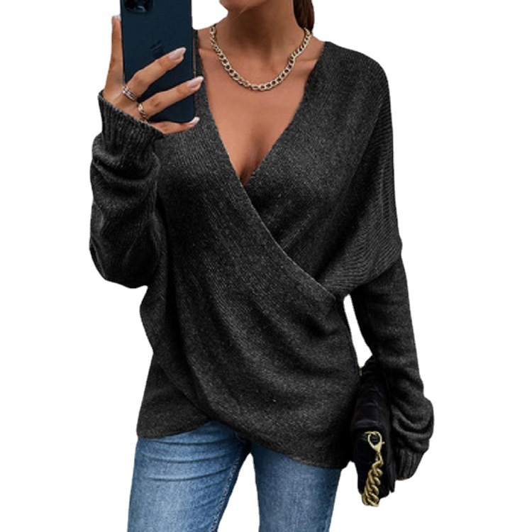 Autumn And Winter New Cross-loose Women's Knitted Sweater