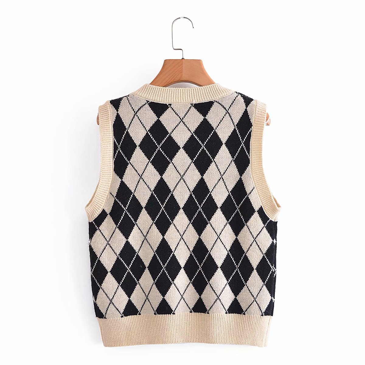 Title 4, Diamond Check V-neck Sleeveless Knit Top And Ve...