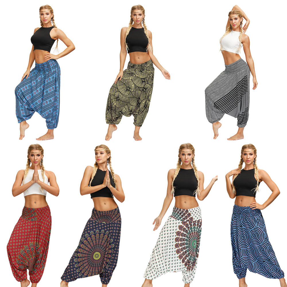 Title 1, Boho Digital Print Fashion Women Yoga High Wais...