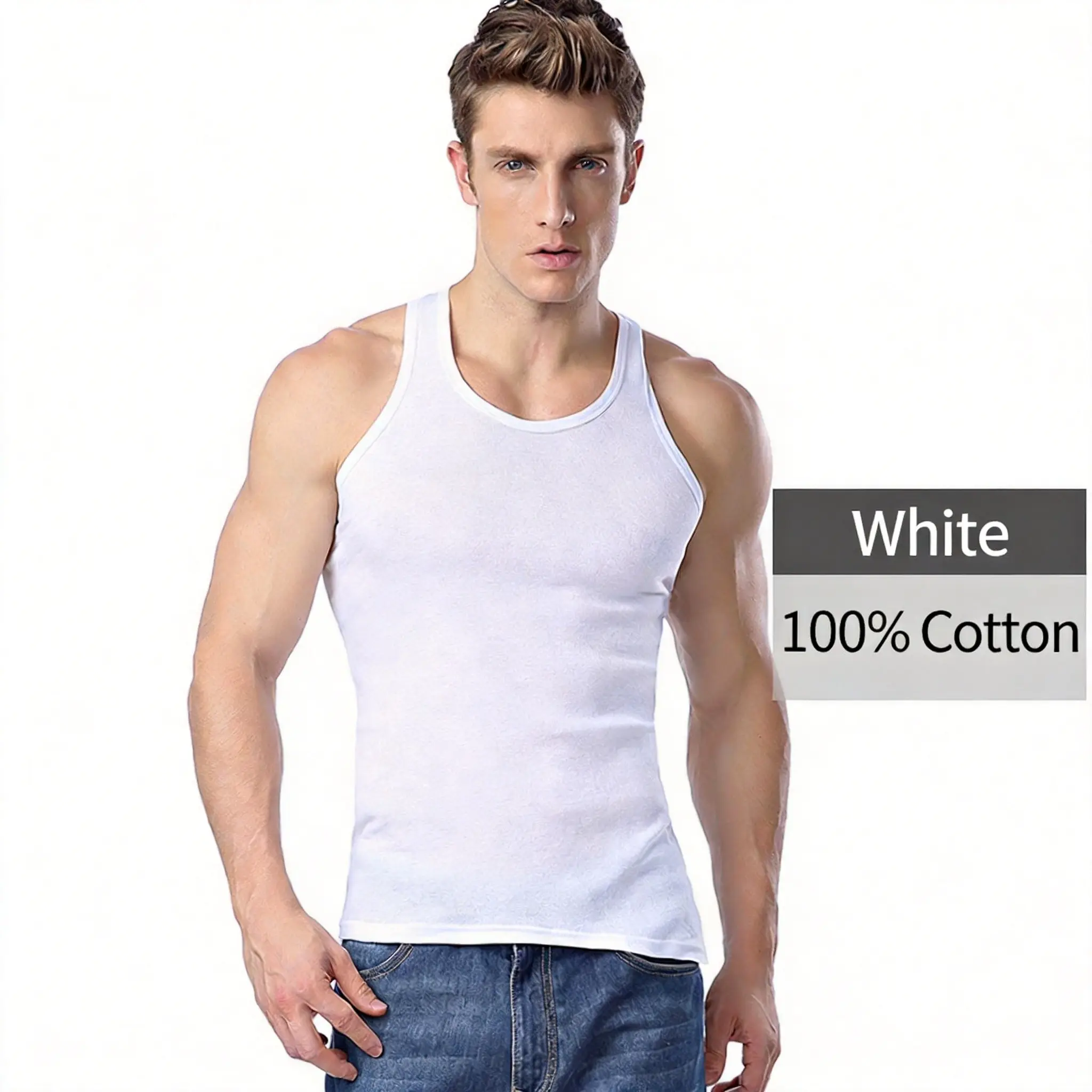 Longsha Vest Men's Summer Cotton Youth Slim