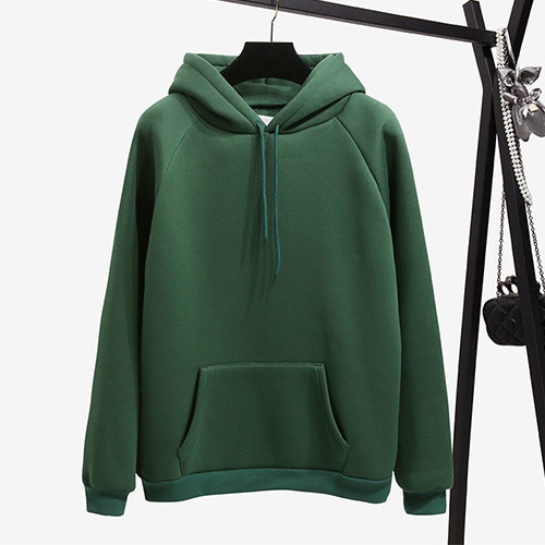 Title 8, Pure Color Plus Velvet Padded Hooded Sweater