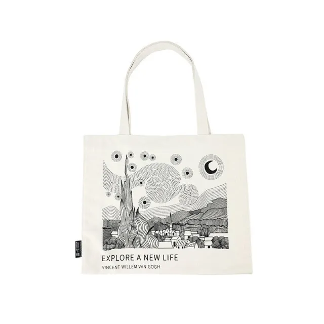 One shoulder Art Student Commuting To Work Summer Girl Thick Canvas Bag Starry Sky Two Acrylic Badges - Shop at LoveMi
