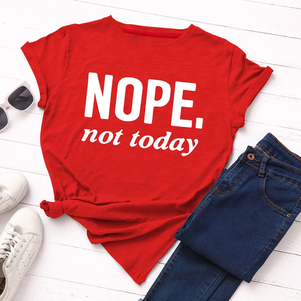 Women's Letter Loose Round Neck Short Sleeve T-Shirt - Red