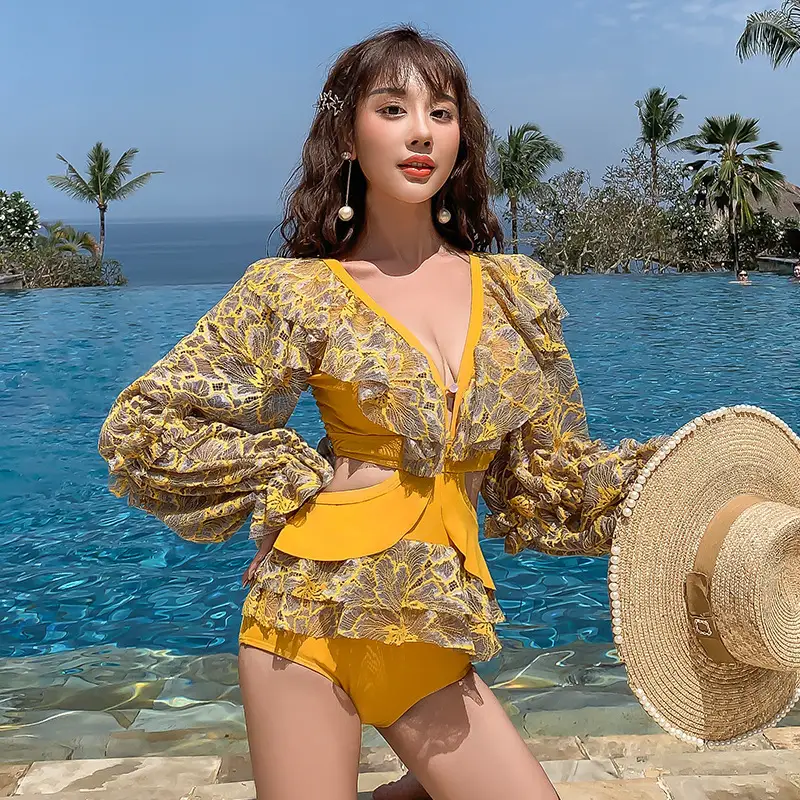 Swimsuit Ins Wind One-piece Sexy Cover Belly Was Thin Net Celebrity Fairy Fan