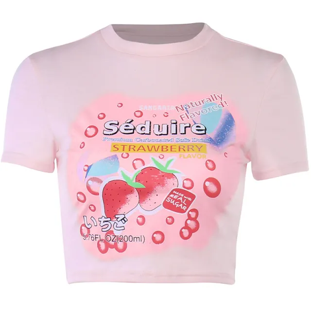 Crewneck Pink Printed Short sleeved Summer Blouse For Women Pink - Shop at LoveMi