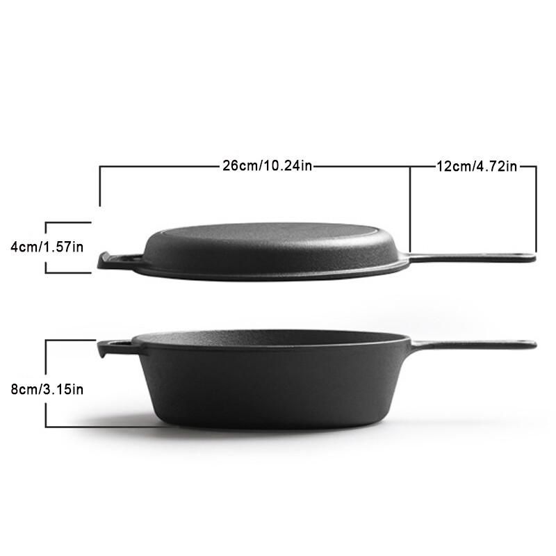 Cast Iron Casserole Dish Pot Pan Cook Camping Stew Dutch Oven StockpotSkillet — image 7