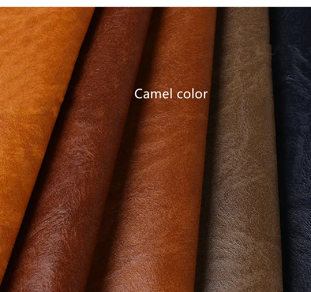 Retro Crazy Horse Soft Bag Leather Fabric Half PU Briefcase - Camel Color