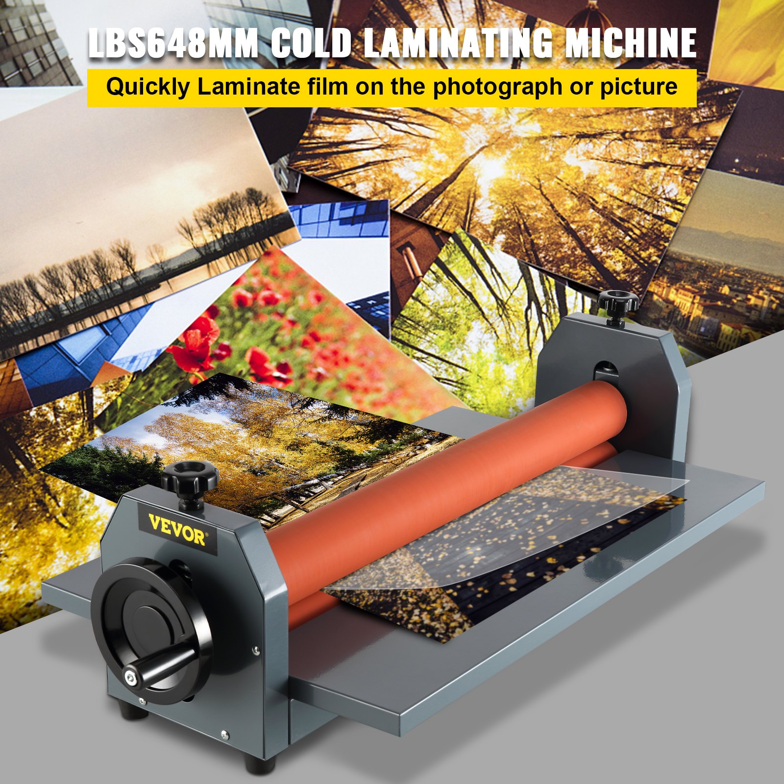 25 Inch Manual Cold Roll Laminator Thickness Foldable Roll Laminating Machine Vinyl Photo... thumbnail 1