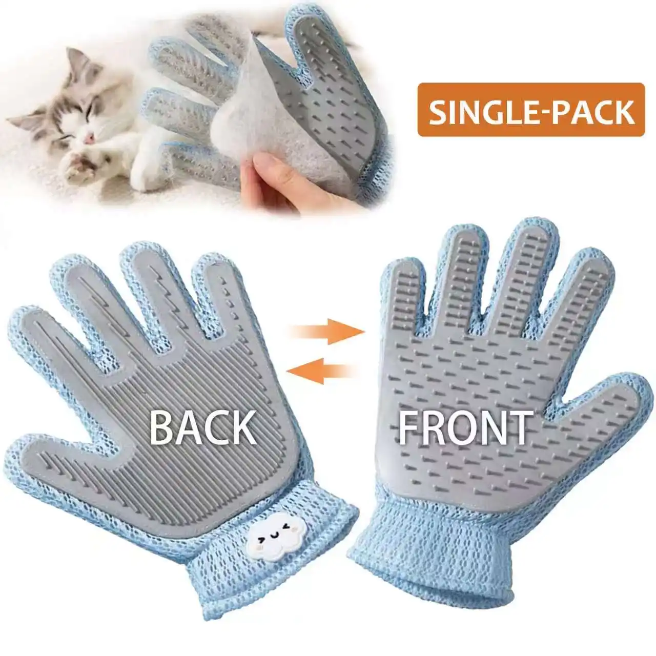 2in1 Double Sided Pet Grooming Glove, Deshedding