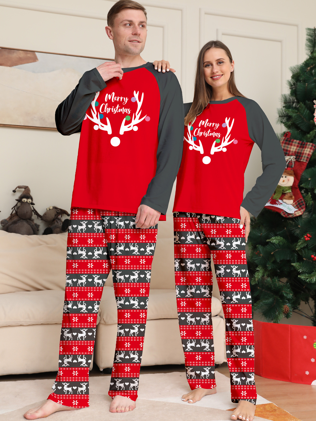 Deer Head Printed Christmas Parent-child Suit — foto 11