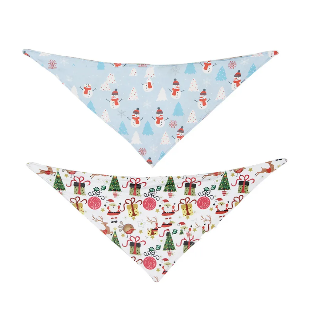 Pet Double-sided Saliva Towel Dog Triangle Scarf Pet Accessories - Christmas Snowman