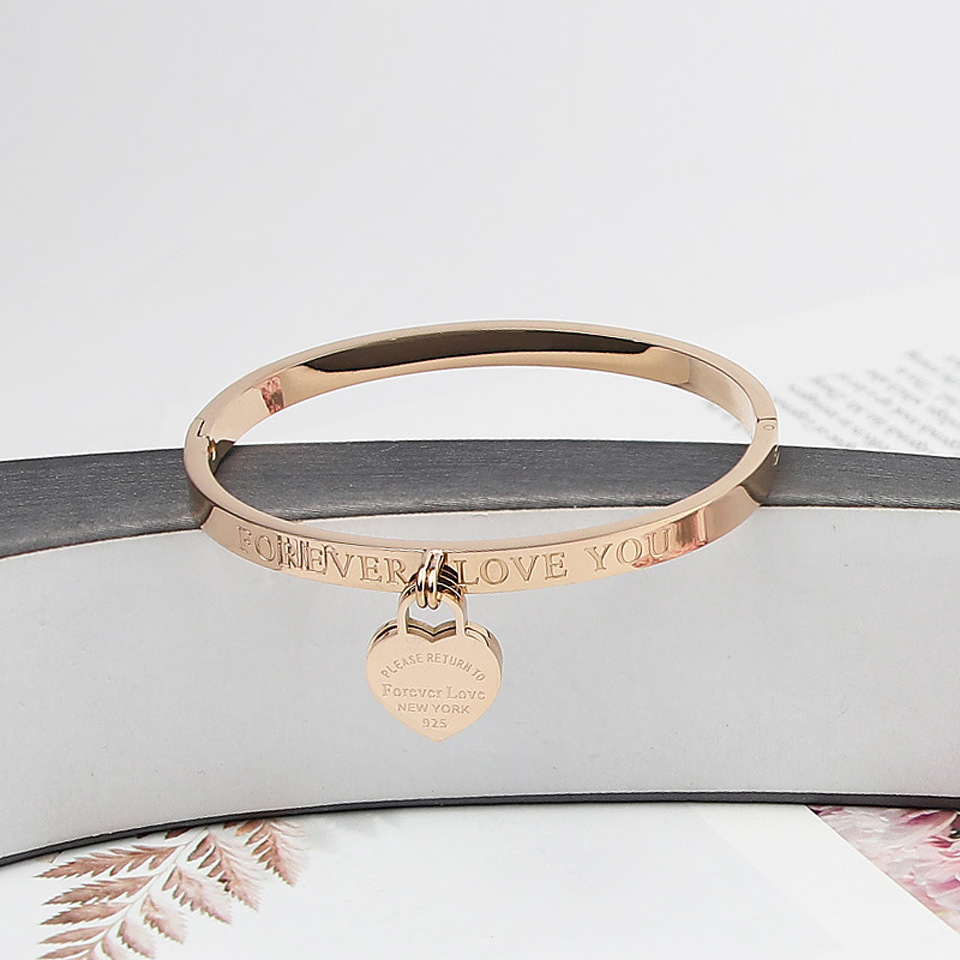 Double Peach Heart Bracelet Women's Titanium Steel Rose Gold Bracelet