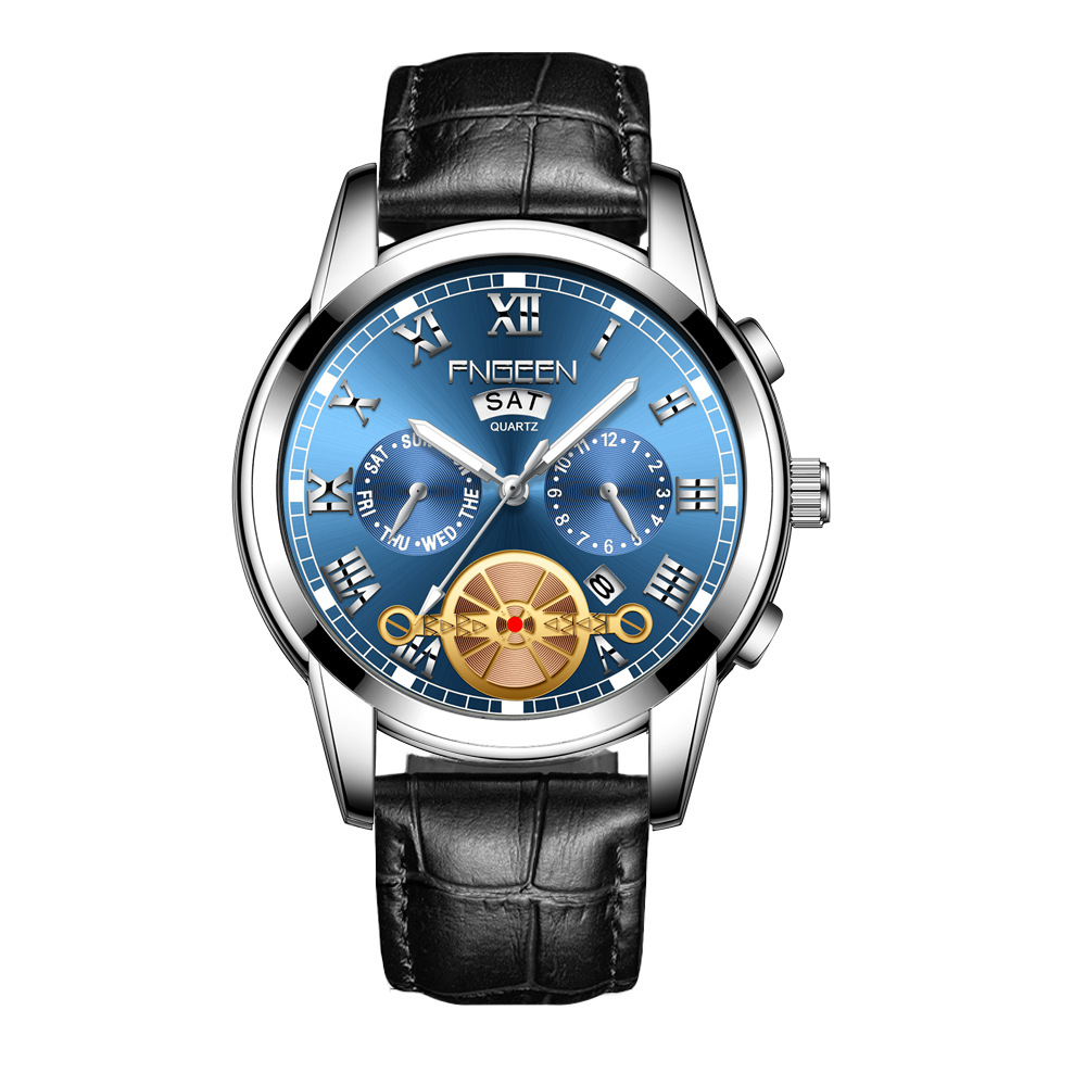 Fashion Tourbillon Watch Quartz Steel Band Multifunction