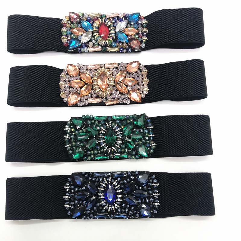 Women's Color Inlaid Diamond Ring Crystal Rhinestone Belt