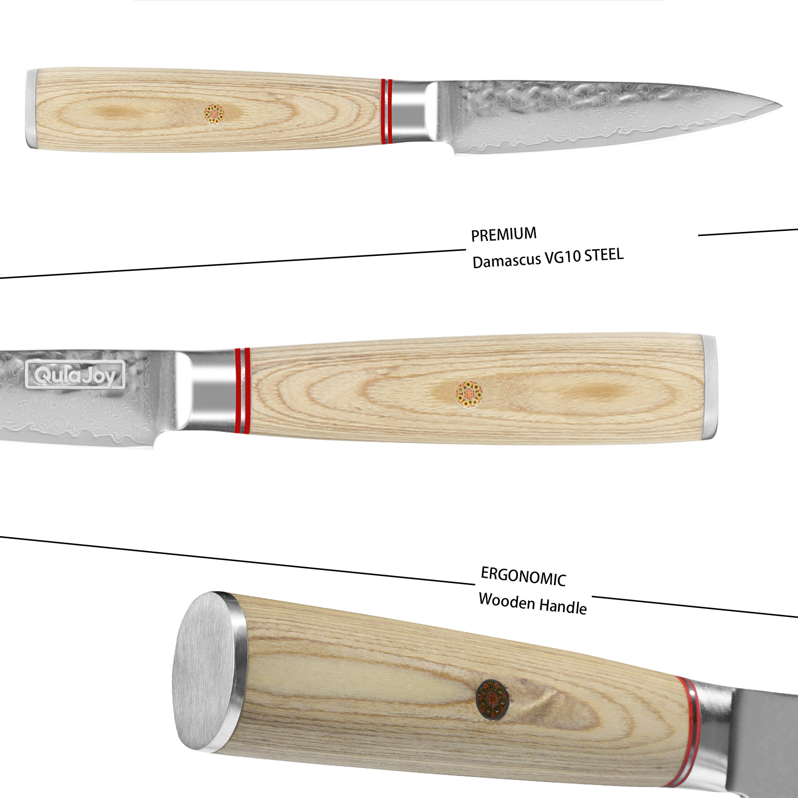 Qulajoy Nakiri Knife 6.9 Inch, Professional Vegetable Knife Japanese Kitchen Knives 67-Layers Damascus Chef Knife, Cooking Knife For Home Outdoor With Ergonomic Wood Handle.