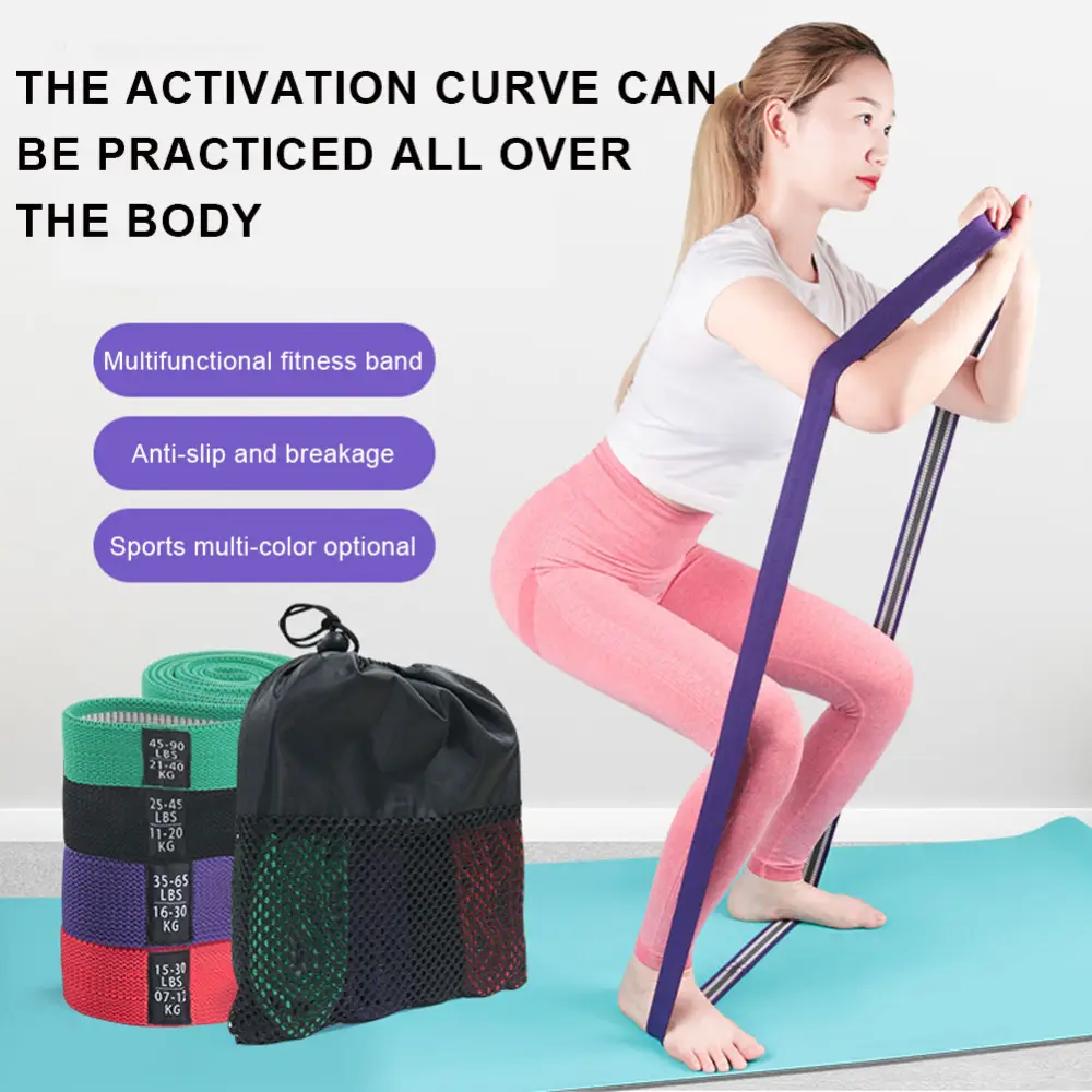 Fitness Long Resistance Bands Fabric Set Exercise Workout Elastic