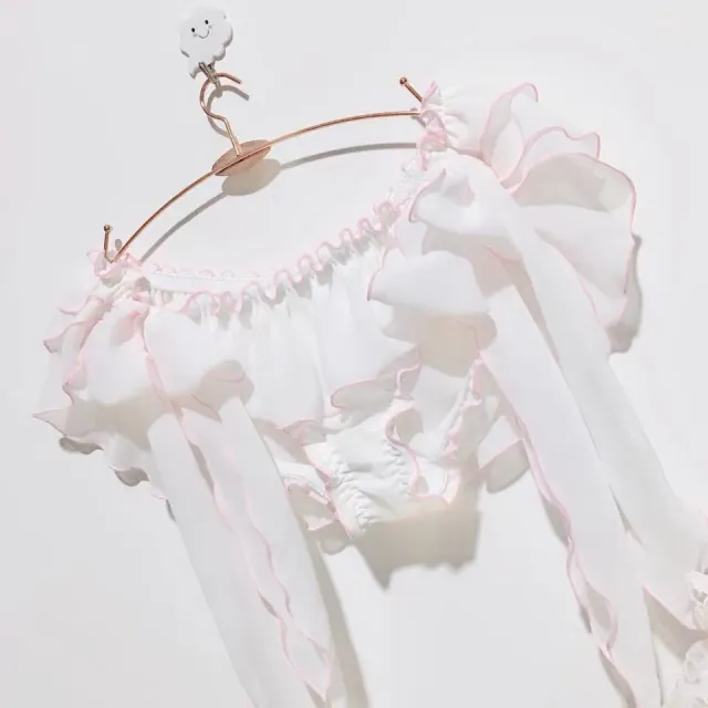 Underpants Sexy Innocent Soft Girl Chiffon Micro transparent Ruffle Skirt Side Tie Bow Fat Times Style E - Shop at LoveMi