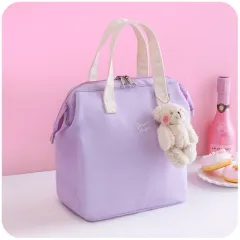 Tote Bag With Rice Pocket Thermal Insulation Breakfast Bag - Purple - View 1