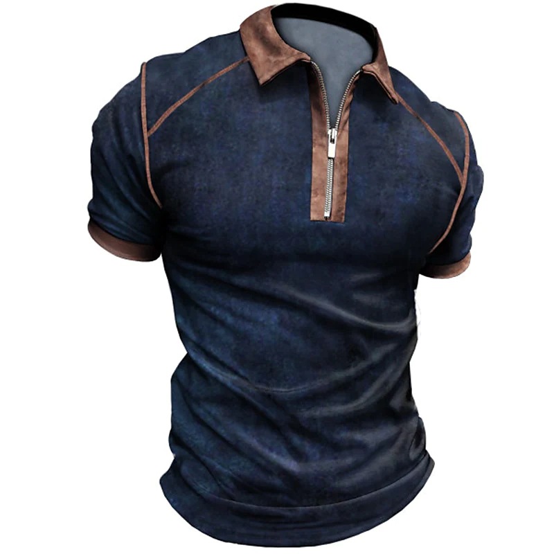 Title 4, Mens Fashion Casual Short-sleeved Color Blocki...