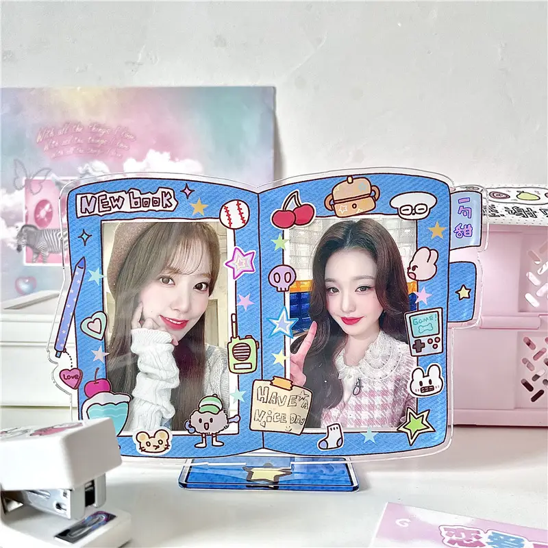 Denim Acrylic Ornament Couple 3-inch Photo Card Standee