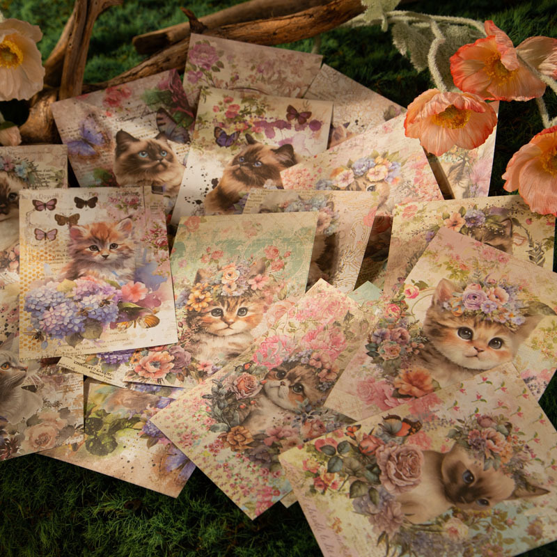 Beautiful Day Material Paper Garden Cat Series Retro Cat - Image 5