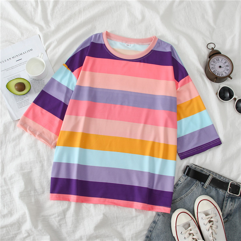 Title 8, Rainbow stripes loose hood Sweater