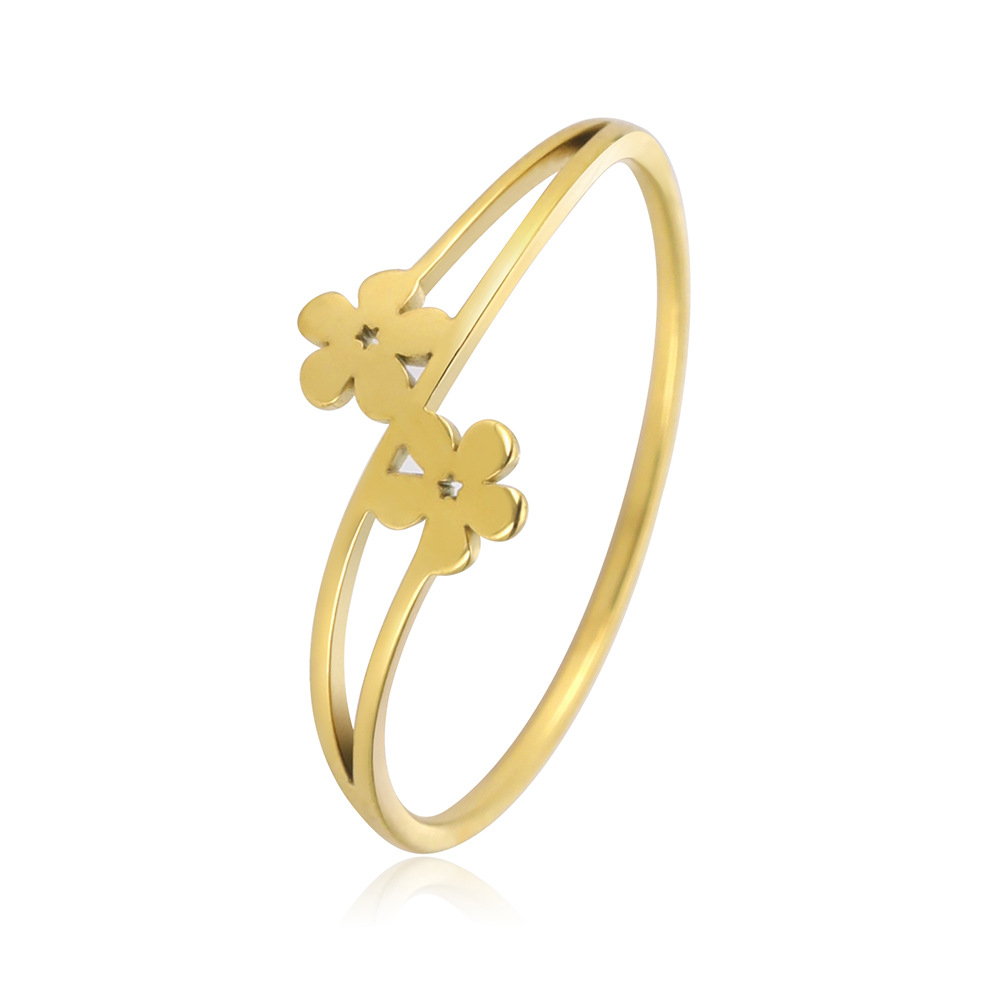 Title 4, Damesmode ring met twee bloemen. Een elegante r...