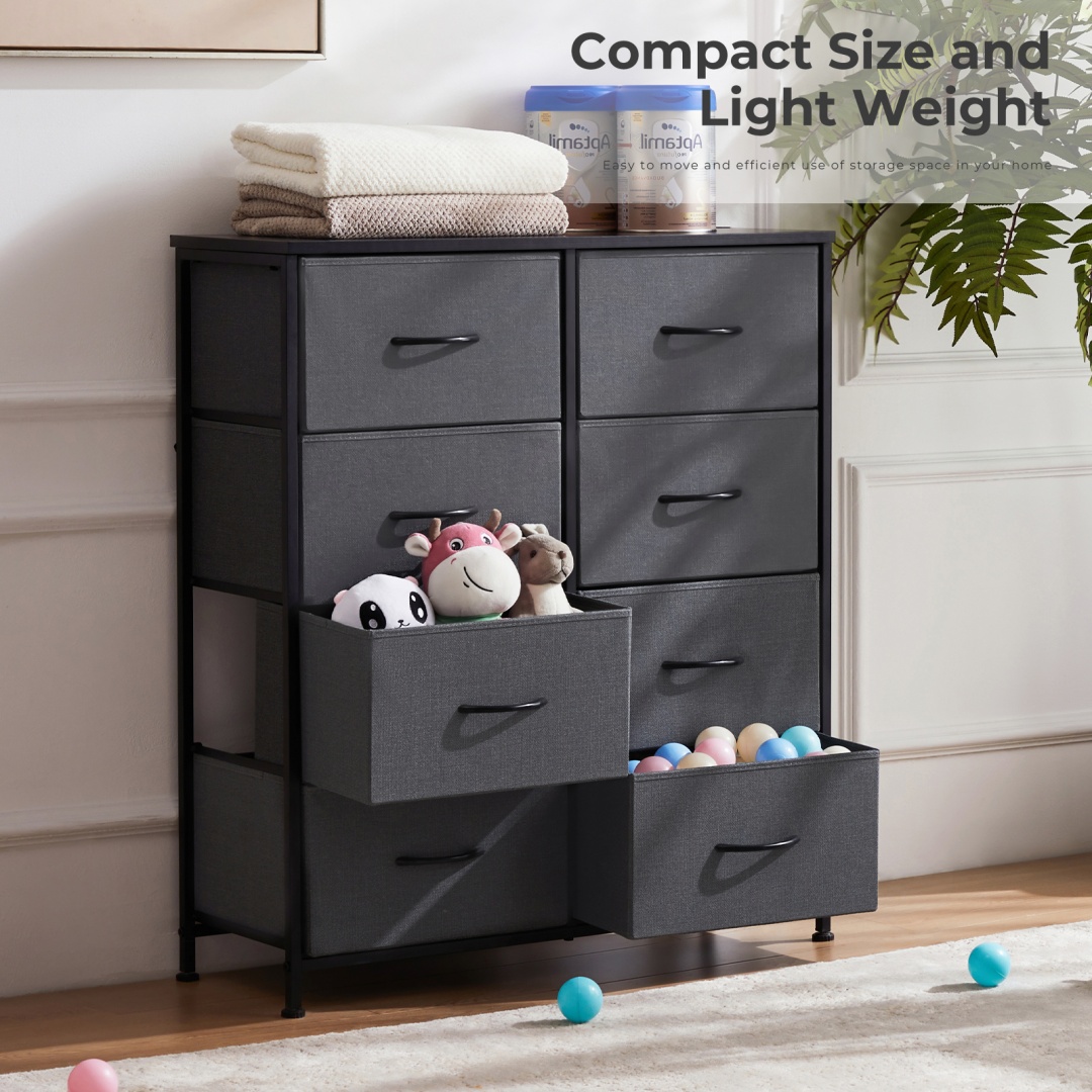 Tall Dresser Fabric Storage Tower ,Wooden Top For Kid Room, Closet, Entryway, Nursery image 26