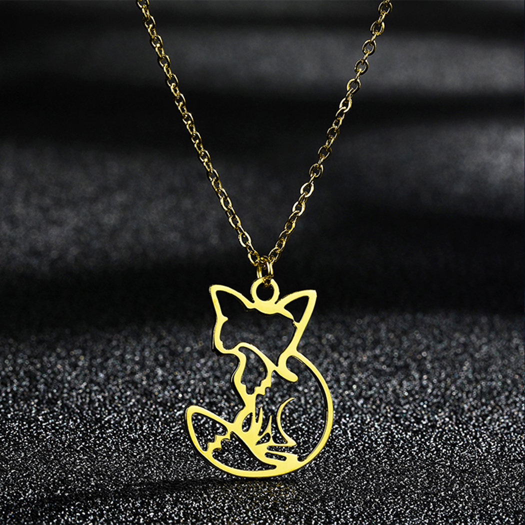 Personality Simple Gold Fox Stainless Steel Women's Necklace