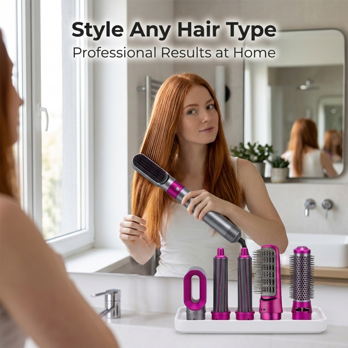 5 In 1 Hair Dryer Styler Curler Drying Straightening Brush — image 2