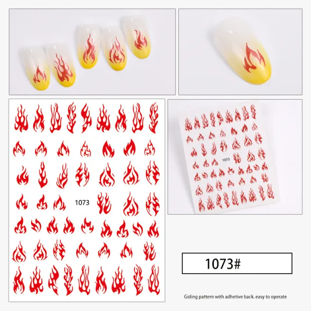 Nail Flame Polish Glue Sticker Decoration Small Pattern 1073Style - Shop at LoveMi