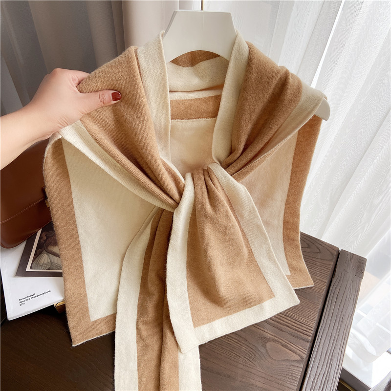 Large white shawl khaki