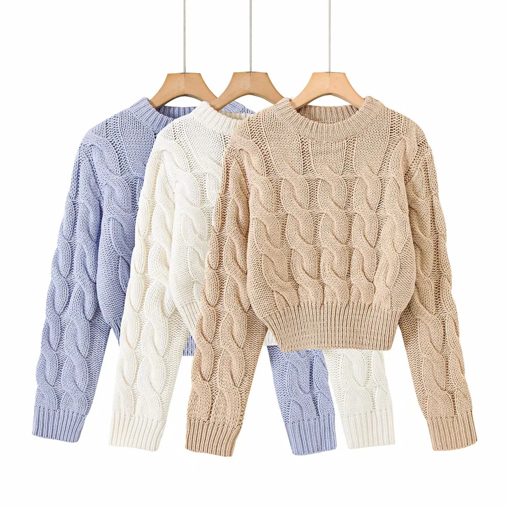 Fashion Ladies Slim Short Thick Knit Sweater