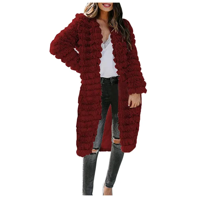 Explosive Autumn And Winter Wool Sweater Plush Jacket Burgundy - Shop at LoveMi