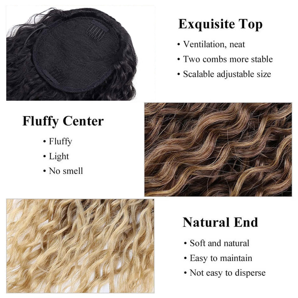 European And American Synthetic Chemical Fiber Small Roll Drawstring Ponytail — foto 3